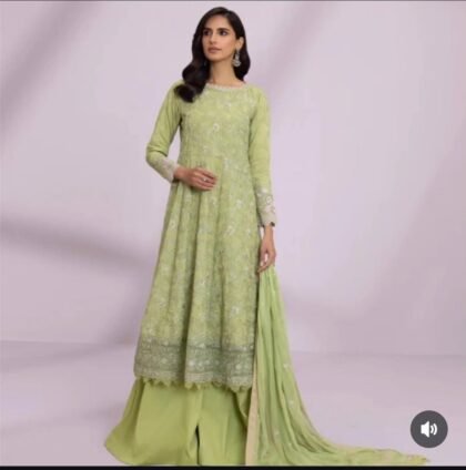 Heavily Embroidered lawn suit