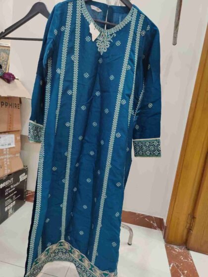 sapphire raw silk shirt